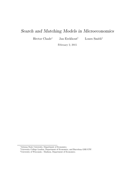 Search and Matching Models in Microeconomics