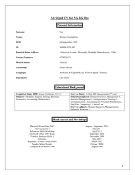 Curriculum Vitae Of