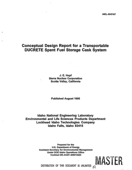 Conceptual Design Report for a Transportable DUCRETE Spent Fuel Storage Cask System