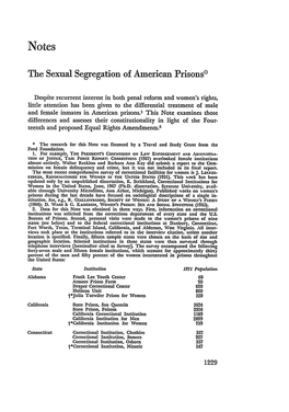 Note, the Sexual Segregation of American Prisons