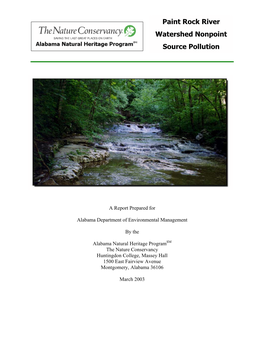 Paint Rock River Watershed Nonpoint Source Pollution