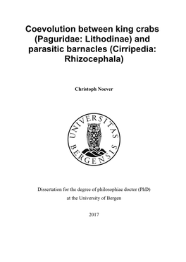 Coevolution Between King Crabs (Paguridae: Lithodinae)