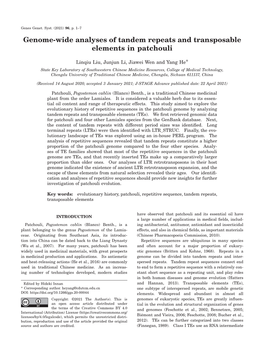 Genome-Wide Analyses of Tandem Repeats and Transposable Elements in Patchouli