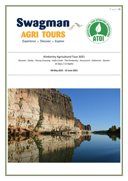 Kimberley Agricultural Tour 2021 Broome - Derby - Fitzroy Crossing - Halls Creek - the Kimberley - Kununurra - Katherine - Darwin 16 Days / 15 Nights