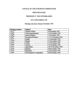 Meeting Number Subject Date