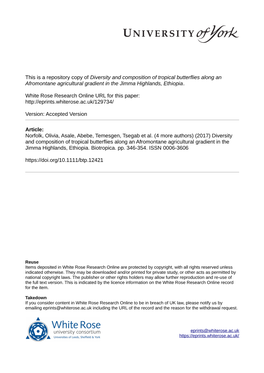 Diversity and Composition of Tropical Butterflies Along an Afromontane Agricultural Gradient in the Jimma Highlands, Ethiopia