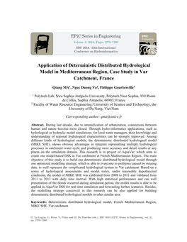 Application of Deterministic Distributed Hydrological Model in Mediterranean Region, Case Study in Var Catchment, France