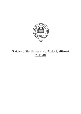 Statutes of the University of Oxford, 2016-17 2017-18