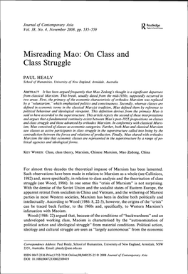 Misreading Mao: on Class and Class Struggle