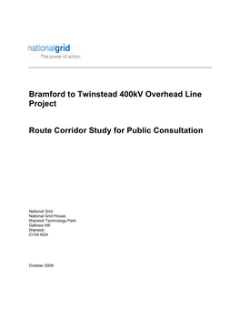 Route Corridor Study for Public Consultation October 2009