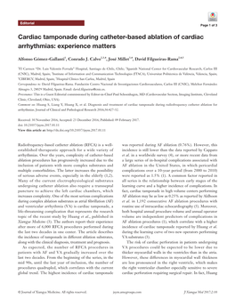 Cardiac Tamponade During Catheter-Based Ablation of Cardiac Arrhythmias: Experience Matters