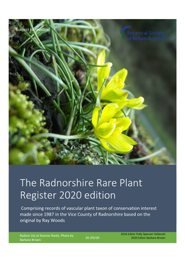 The Radnorshire Rare Plant Register 2020 Edition