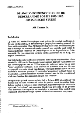 De Anglo-Boerenoorlog in De Nederlandse Poezie 1899-1902