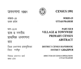 District Census Handbook, Ghazipur, Part-XII-B, Series-25, Uttar Pradesh
