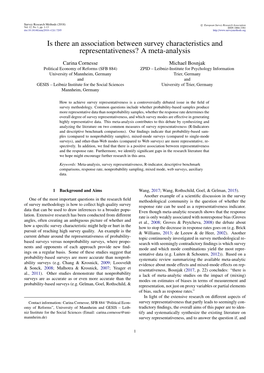 Is There an Association Between Survey Characteristics and Representativeness? a Meta-Analysis