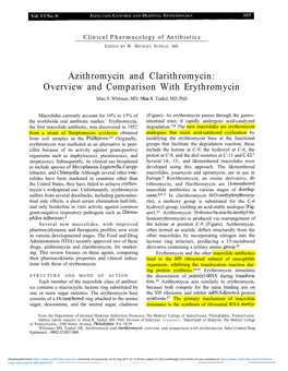 Azithromycin and Clarithromycin: Overview and Comparison with Erythromycin Marc S