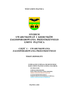 Studium Uwarunkowań I Kierunków Zagospodarowania Przestrzennego Gminy Piątnica