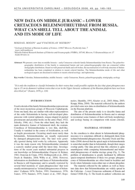 New Data on Middle Jurassic - Lower Cretaceous Belemnotheutidae from Russia