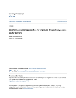 Biopharmaceutical Approaches for Improved Drug Delivery Across Ocular Barriers