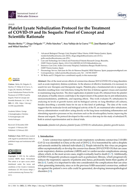 Platelet Lysate Nebulization Protocol for the Treatment of COVID-19 and Its Sequels: Proof of Concept and Scientific Rationale