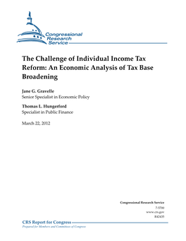 The Challenge of Individual Income Tax Reform: an Economic Analysis of Tax Base Broadening