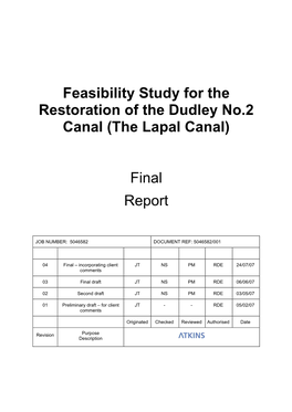 Feasibility Study for the Restoration of the Dudley No.2 Canal (The Lapal Canal)