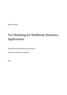 Tire Modeling for Multibody Dynamics Applications