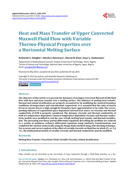 Heat and Mass Transfer of Upper Convected Maxwell Fluid Flow with Variable Thermo-Physical Properties Over a Horizontal Melting Surface