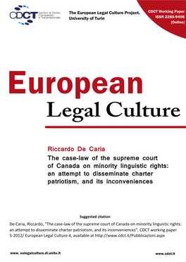 Legal Culture Project, CDCT Working Paper University of Turin ISSN 2280-9406 [Online]