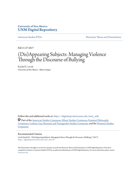 Managing Violence Through the Discourse of Bullying Rachel E