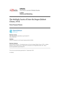 Inmedia, 3 | 2013 the Multiple Facets of Enter the Dragon (Robert Clouse, 1973) 2