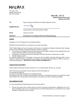 Development of a Regional Mountain Biking Strategy