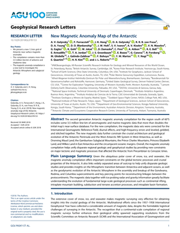 New Magnetic Anomaly Map of the Antarctic 10.1029/2018GL078153 A