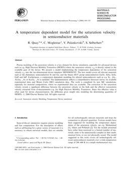 A Temperature Dependent Model for the Saturation Velocity in Semiconductor Materials