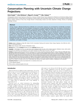 Conservation Planning with Uncertain Climate Change Projections