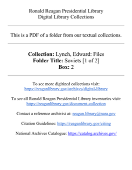 Lynch, Edward: Files Folder Title: Soviets [1 of 2] Box: 2