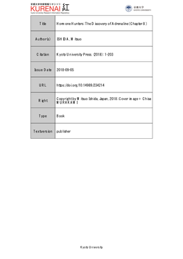 Title Hormone Hunters: the Discovery of Adrenaline( Chapter 8 ) Author(S