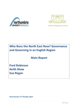 Who Runs the North East Now? Governance and Governing in an English Region