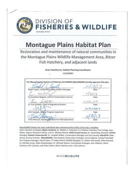 Montague Plains Habitat Plan 11/13/2017
