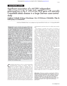 Significant Association of a M129V Independent Polymorphism in the 5