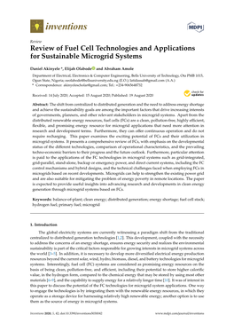 Review of Fuel Cell Technologies and Applications for Sustainable Microgrid Systems