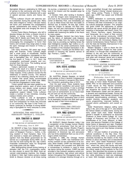 CONGRESSIONAL RECORD— Extensions of Remarks E1054 HON