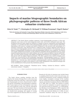 Impacts of Marine Biogeographic Boundaries on Phylogeographic Patterns of Three South African Estuarine Crustaceans