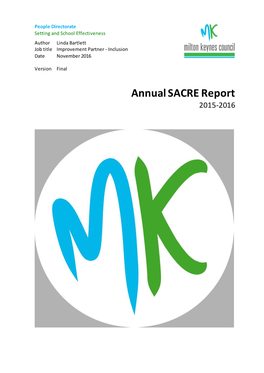 Annual SACRE Report 2015-2016