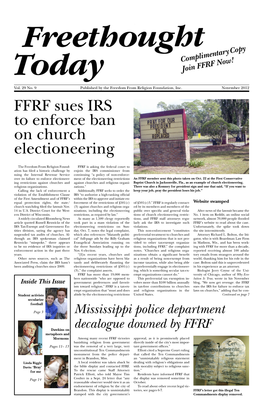 FFRF Sues IRS to Enforce Ban on Church Electioneering