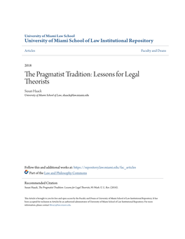 The Pragmatist Tradition: Lessons for Legal Theorists, 95 Wash