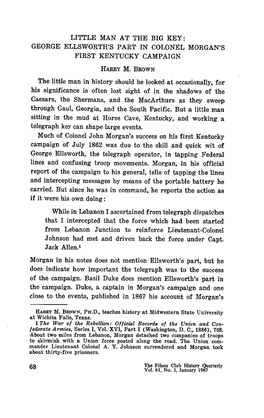 George Ellsworth's Part in Colonel Morgan's First Kentucky Campaign