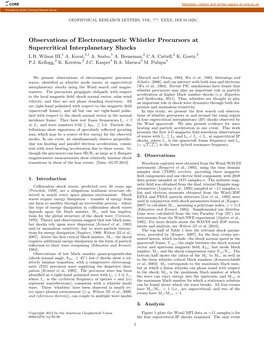 Observations of Electromagnetic Whistler Precursors at Supercritical Interplanetary Shocks L.B