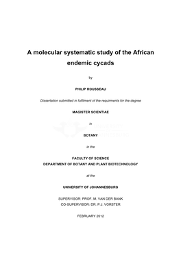 A Molecular Systematic Study of the African Endemic Cycads