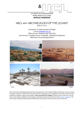 Module Handbook Arcl 0065 Archaeology of the Levant